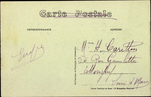 Postcard Bourges Cher, Avenue and Place de la Gare