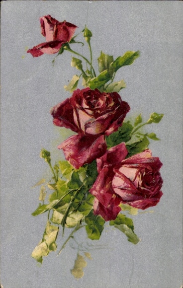 Artist Postcard Klein, Catharina, red roses
