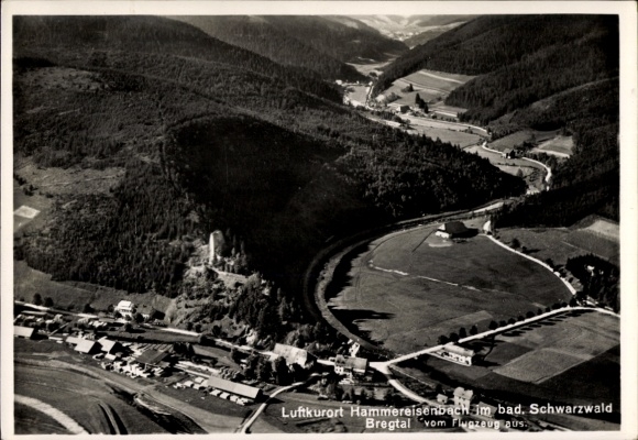 Ak Hammereisenbach Bregenbach Vöhrenbach im Schwarzwald Baden, Fliegeraufnahme, Gasthof zum Hammer