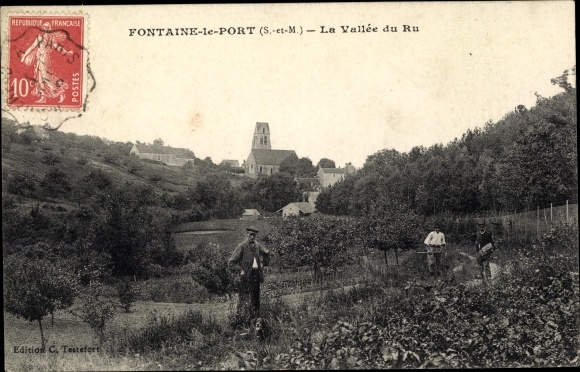 Ak Fontaine le Port Seine et Marne, Vallée du Ru