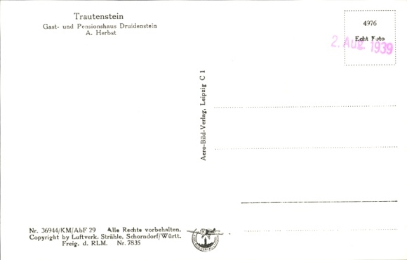 Ak Trautenstein Nordharz, Totalansicht, Fliegeraufnahme