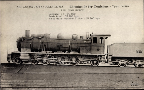 Postcard Les Locomotives Francaises, Machine 231-808, Tunisian Railways, Französische Eisenbahn