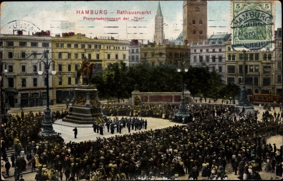 Ak Hamburg Mitte oude binnenstad, stadhuismarkt, promenadeconcert van de 76ers