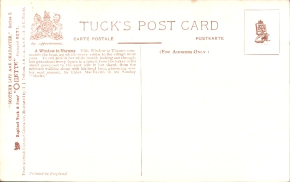 Artist Postcard Thrums Scotland, Woman at the Window, Scottish Life and Character