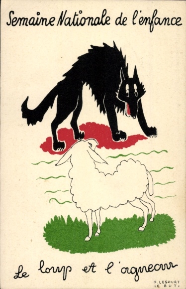 Artist Postcard National Children&#39;s Week, The Wolf and the Lamb