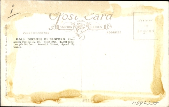Ak-stoomschip RMS Duchess of Bedford, Canadian Pacific Ships, CPS