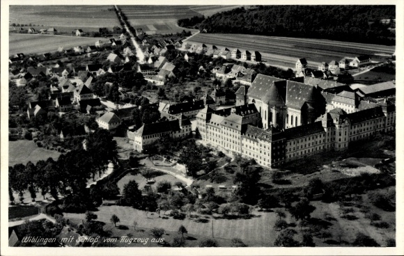 Postcard Wiblingen Ulm on the Danube, aerial photograph, castle