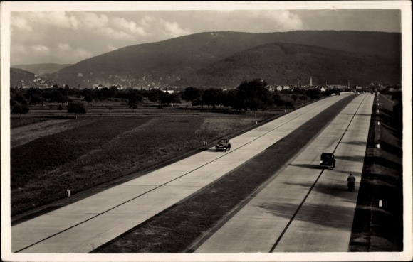 Postcard Reichsautobahn Mannheim Heidelberg