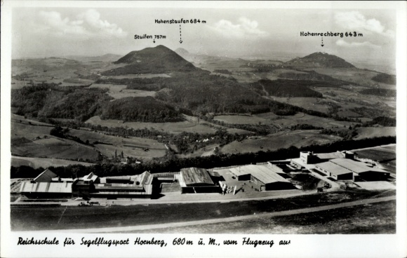 Postcard Schwäbisch Gmünd in the Ostalbkreis, Hornberg air base, aerial photograph
