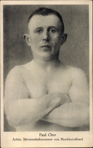 Postcard weightlifter Paul Otto, portrait, championship stemmer of Northern Germany