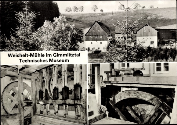 Postcard Reichenau in the Ore Mountains, Weichelt-Mühle in the Glimmlitztal, Technical Museum