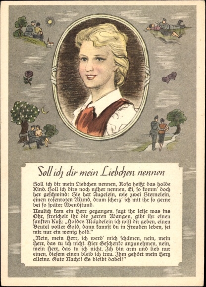 Song Postcard Should I call you my darling, Wehrmacht, soldier's love