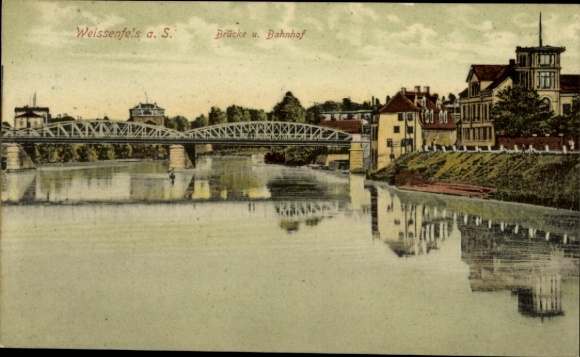 Ak Weißenfels im Burgenlandkreis, Brücke, Bahnhof, Ortschaft