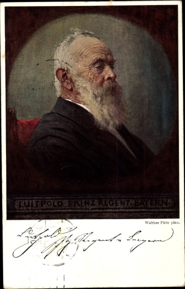 Postal stationery artist PC Firle, Walther, Prince Regent Luitpold of Bavaria, portrait