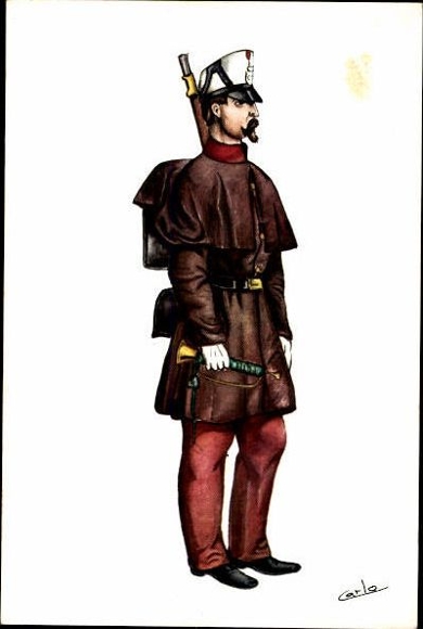 17 alte Ak mit Beiheft Uniformen des spanischen Militärs