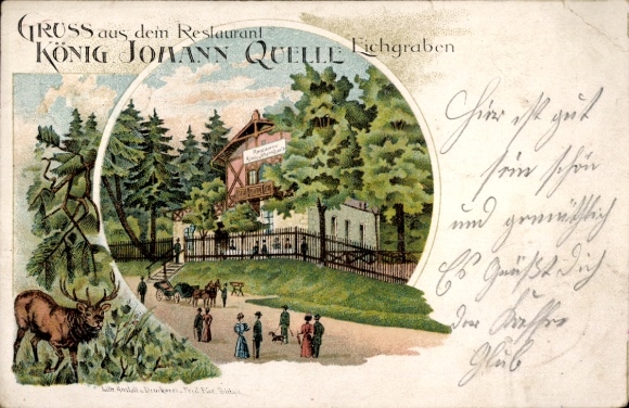 Litho Eichgraben Zittau in Sachsen, Restaurant König Johann Quelle