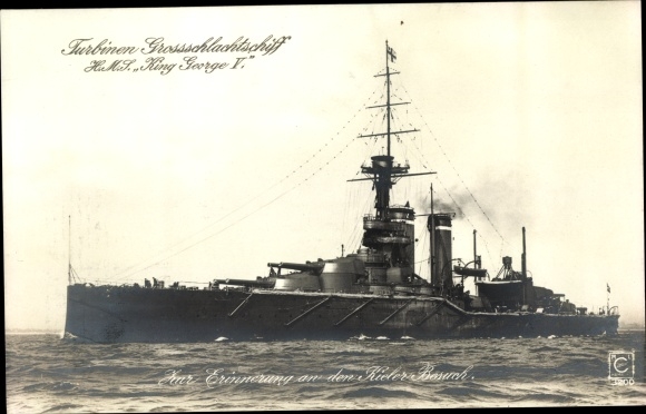 Postcard British Warship, HMS King George V., Turbine Capital Ship, Royal Navy