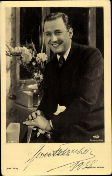 Postcard actor Hans Söhnker, Ross Verlag A 1387 1, Tobis Film
