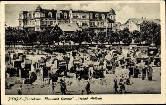 Postcard Ostseebad Ahlbeck on Usedom, holiday home Bernhard Göring, seaside resort