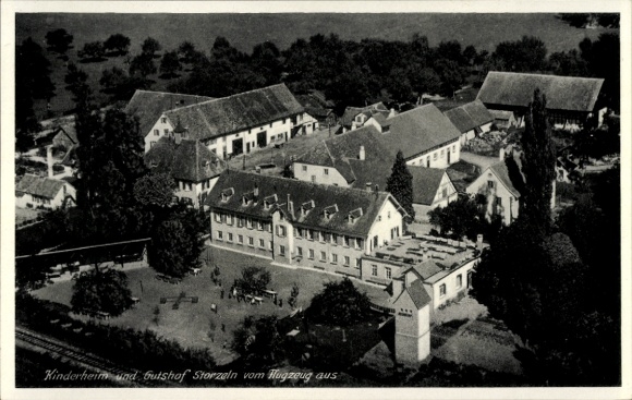 Ak Storzeln Hilzingen im Hegau, Kinderheim, Gutshof, Fliegeraufnahme