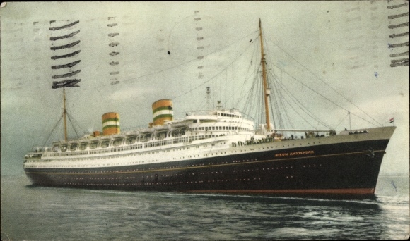 Postcard HAL Steam boat New Amsterdam, Holland-America Line