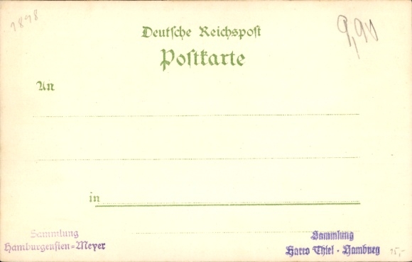 Chromo-Litho Hamburg Mitte Neustadt, Alsterpavillon, Jungfernstieg, Vierländerin in traditional costume