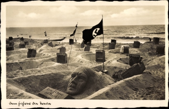 PC sand figure of Führer and Reich Chancellor Adolf Hitler, beach party