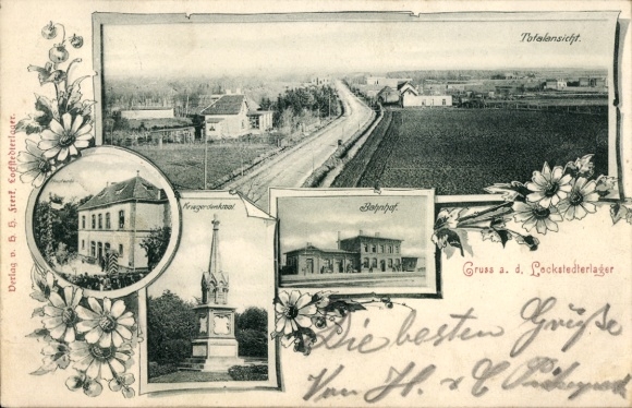 Ak Lockstedt in Holstein, Lockstedter Lager, Gesamtansicht, Bahnhof, Kriegerdenkmal
