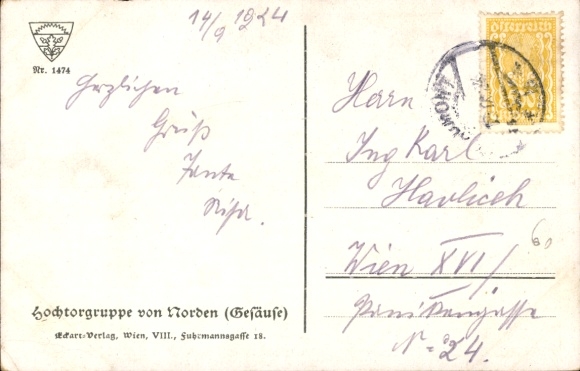 Artist Postcard Hess, B., Mountain landscape, mountain part