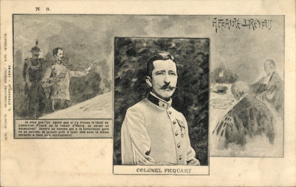 Judaica PC Dreyfus Affair, Colonel Picquart, Affair Dreyfus, portrait