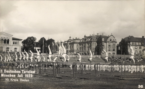 Photo Postcard 13th German Gymnastics Festival Munich July 1923, 10th District Baden