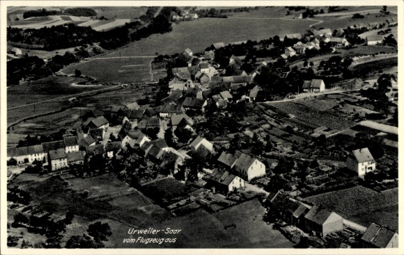 Postcard Urweiler St. Wendel in Saarland, aerial photograph