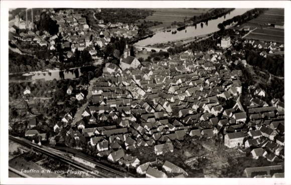 Postcard Lauffen am Neckar, aerial photograph
