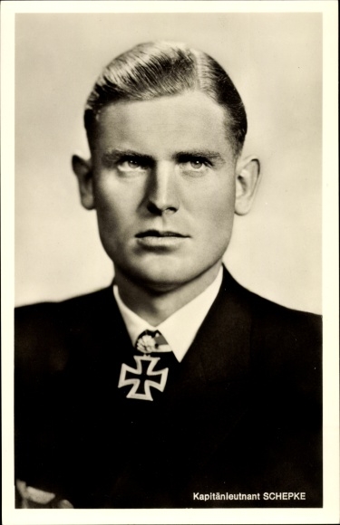 Postcard Kapitänleutnant Joachim Schepke, U-boat Commander, Kriegsmarine, Knight&#39;s Cross recipient