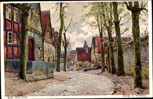 Künstler Ak Fritz, Max, Blomberg im Kreis Lippe, Straßenansicht