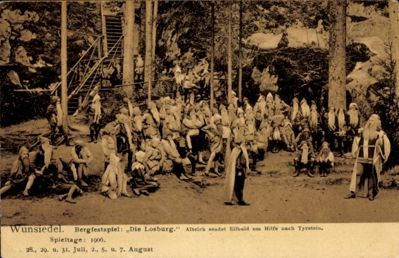 Postcard Wunsiedel in the Fichtelgebirge Upper Franconia, mountain festival Die Losburg, 1906, actors