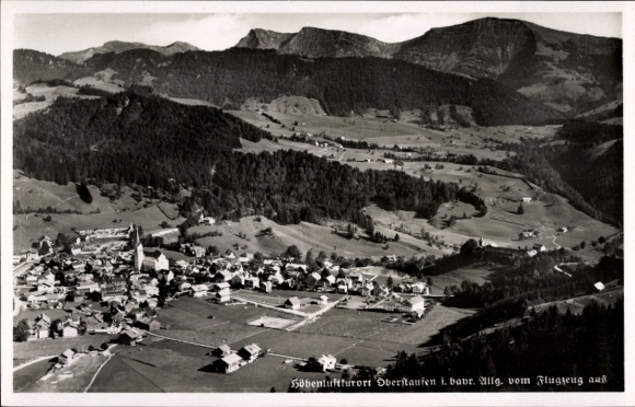 Postcard Oberstaufen in Allgäu, aerial photograph