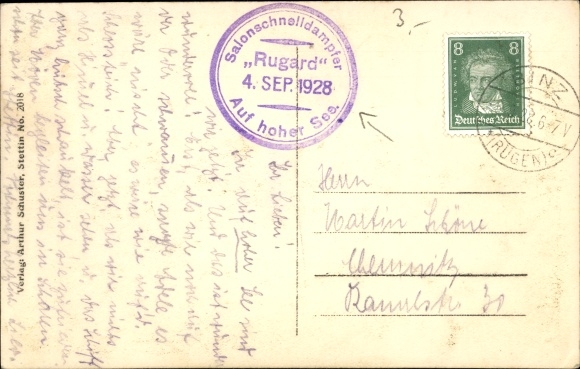 Parowiec ekspresowy KP Saloon Rugard, parowiec dwuślimakowy, linia Saßnitz