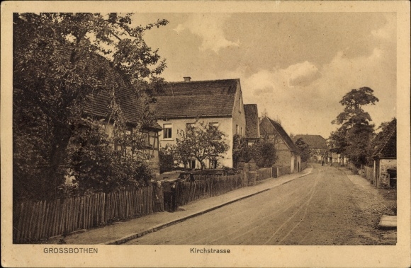 Briefkaart Grossbothen Grimma in Saksen, Kirchstrasse