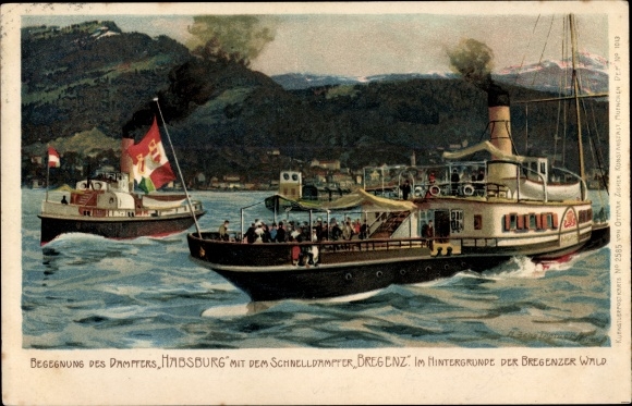 Artysta lito Steamers Habsburg i Bregenz nad Jeziorem Bodeńskim