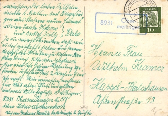 KP Landpoststempel 8931 Obermeitingen