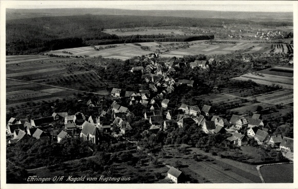 Ak Effringen Wildberg im Schwarzwald Württemberg, Luftaufnahme von Effringen, Nagold, Häuser, Lan