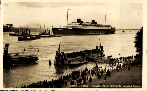Postcard Brake on the Lower Weser, steamship Bremen, North German Lloyd