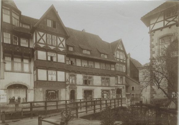 Original photo of Salzuflen in North Rhine-Westphalia, Lange Straße, half-timbered houses, around 1900