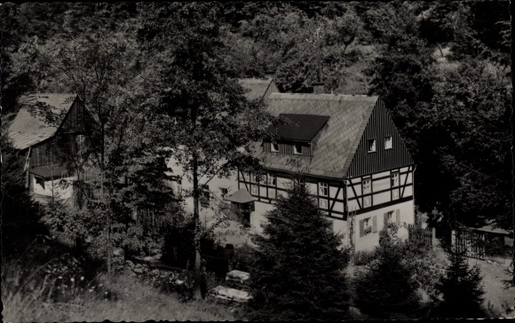 Postcard Kleinhennersdorf Gohrisch in Saxon Switzerland, holiday home Liethenmühle in the forest