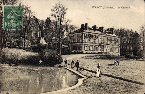 Ak LIvarot Calvados,  le Château, Teich, Park