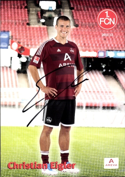 Autograph card footballer Christian Eigler, 1. FC Nuremberg, autograph