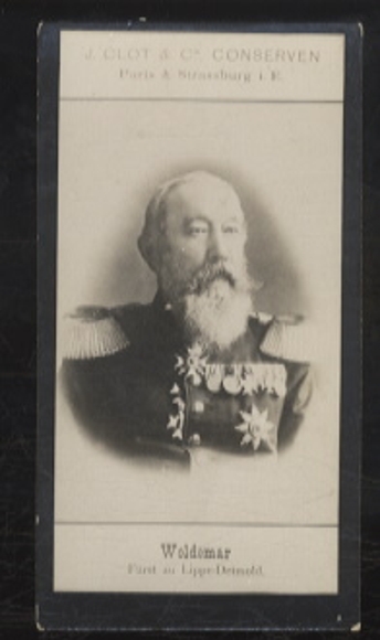 Collector's card J. Clot & Cie. Canned goods, photo Adel Woldemar Prince of Lippe-Detmold