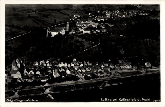 Postcard Rothenfels am Main Lower Franconia, aerial photograph