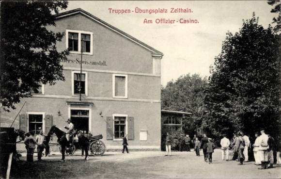 Postcard Zeithain in Saxony, military training area officers' mess, scenery, horse